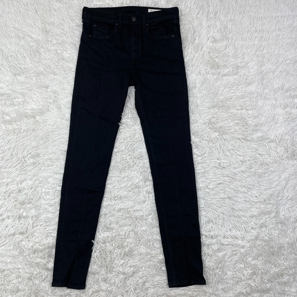 rag & bone Denim - Rag & Bone Pants Womens 27 Coal Bar Black Yuki Skinny Jean High Rise Ankle Slits